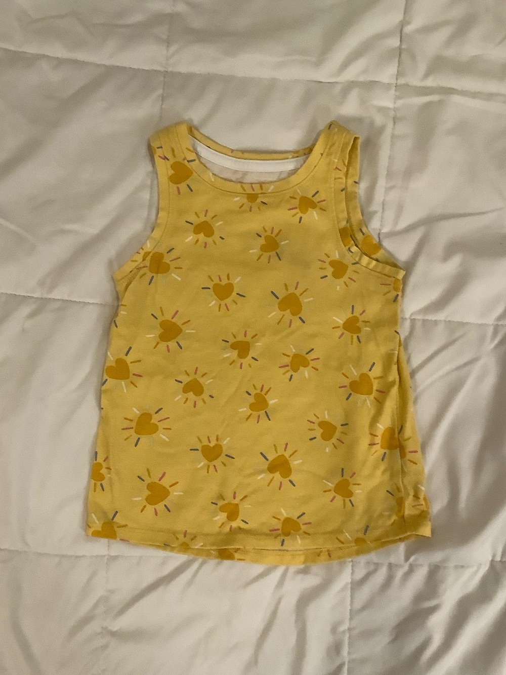 Old Navy Yellow Sun & Heart Girls Tank Top, pink & green strip shirt, flowers